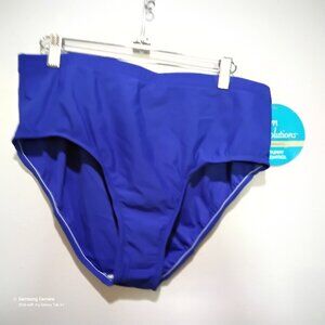 Swim Solutions Tummy Control Mid Rise Electric Blue Bikini Bottoms NWT Plus Szs.